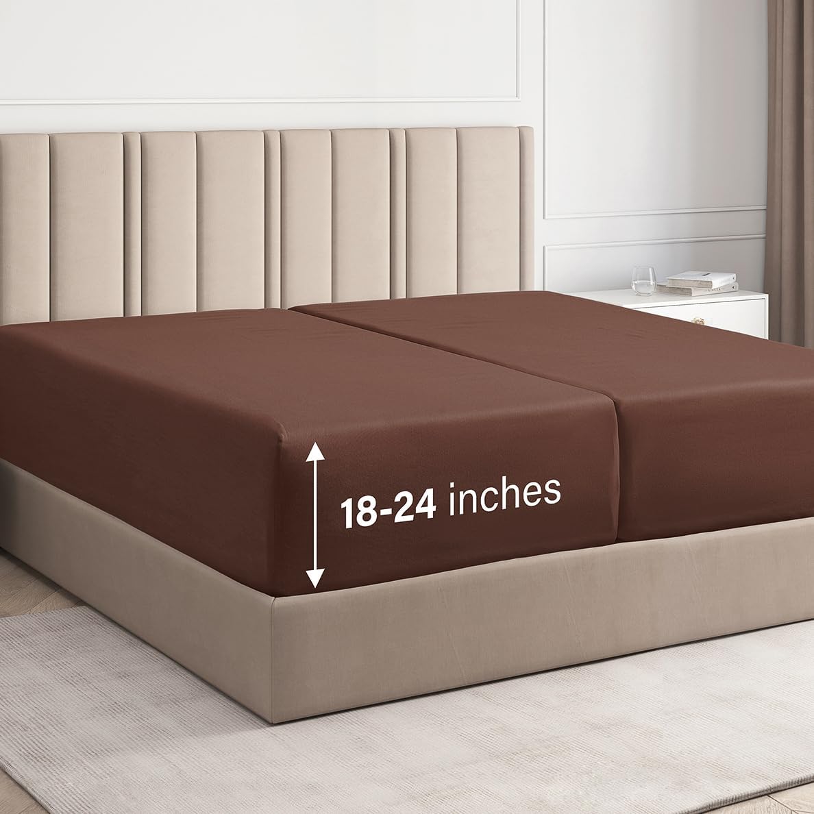 tes Deep Pocket Single Fitted Sheet - Brown