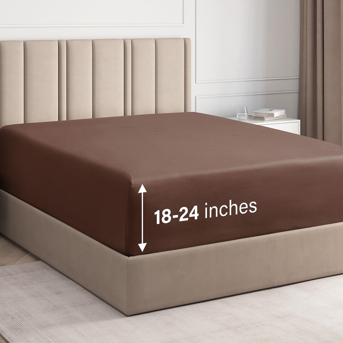 tes Deep Pocket Single Fitted Sheet - Brown