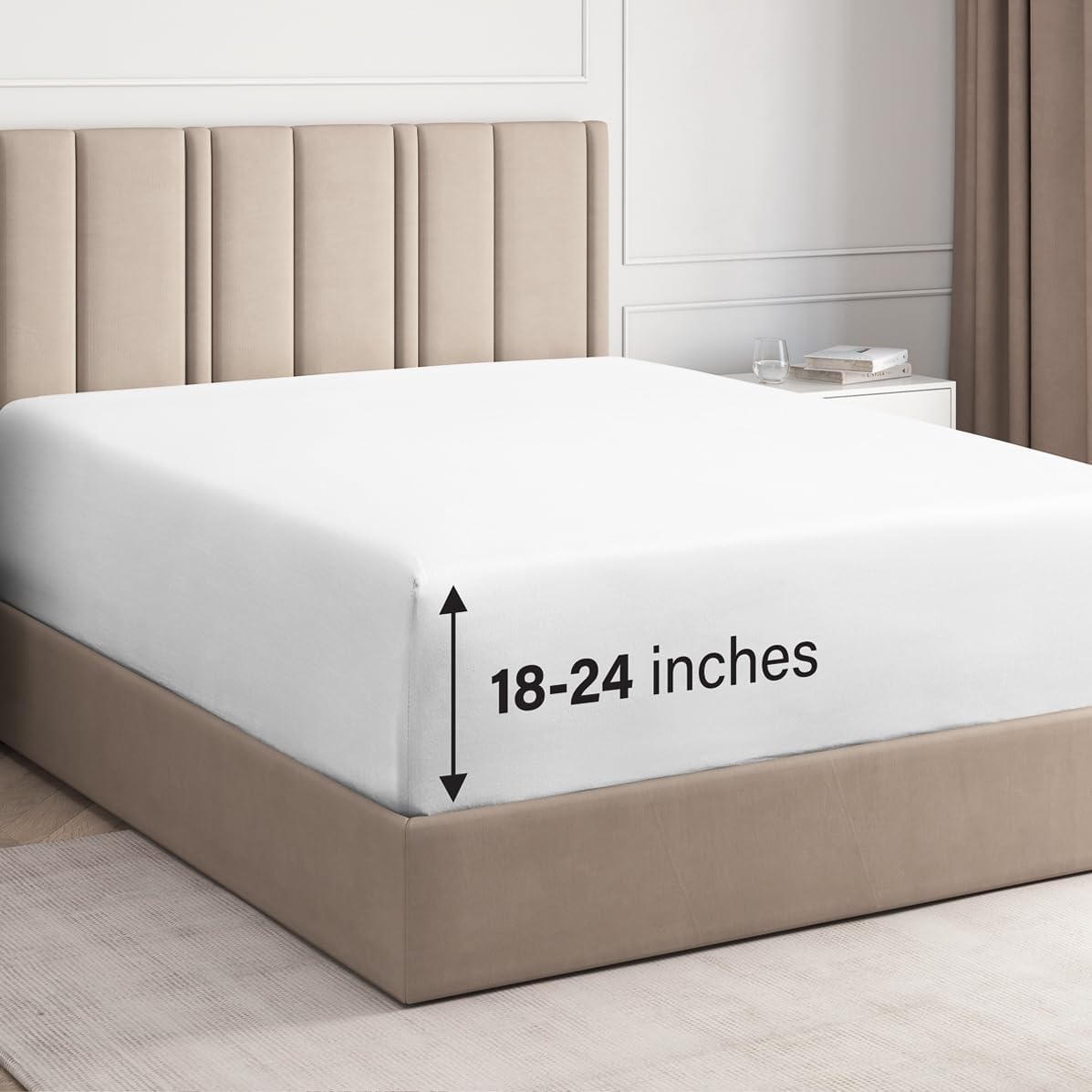 tes Deep Pocket Single Fitted Sheet - White