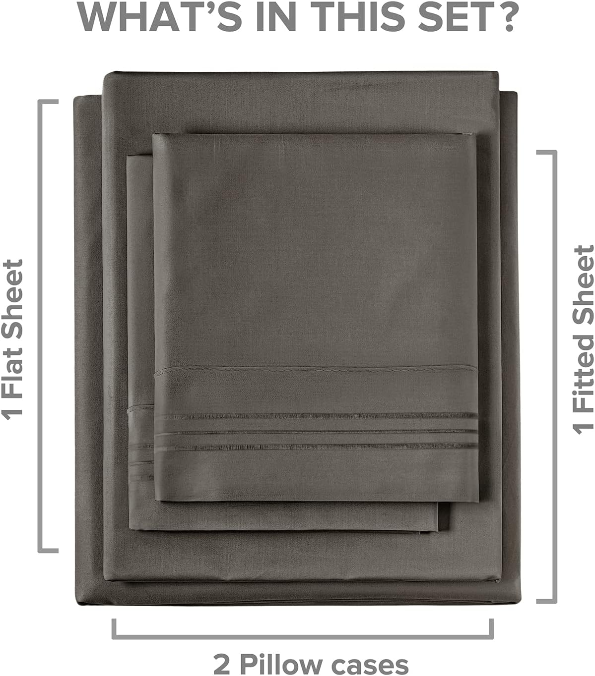 tes Cotton 400 Thread Count 4 Piece Deep Pocket Sheet Set - Dark Grey
