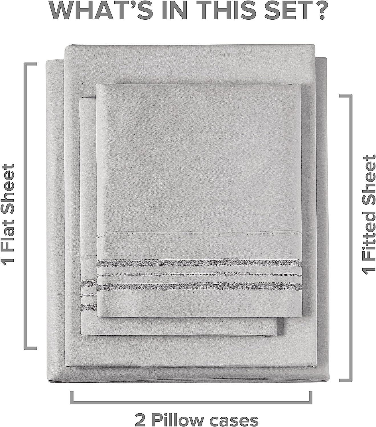 tes Cotton 400 Thread Count 4 Piece Deep Pocket Sheet Set - Light Grey