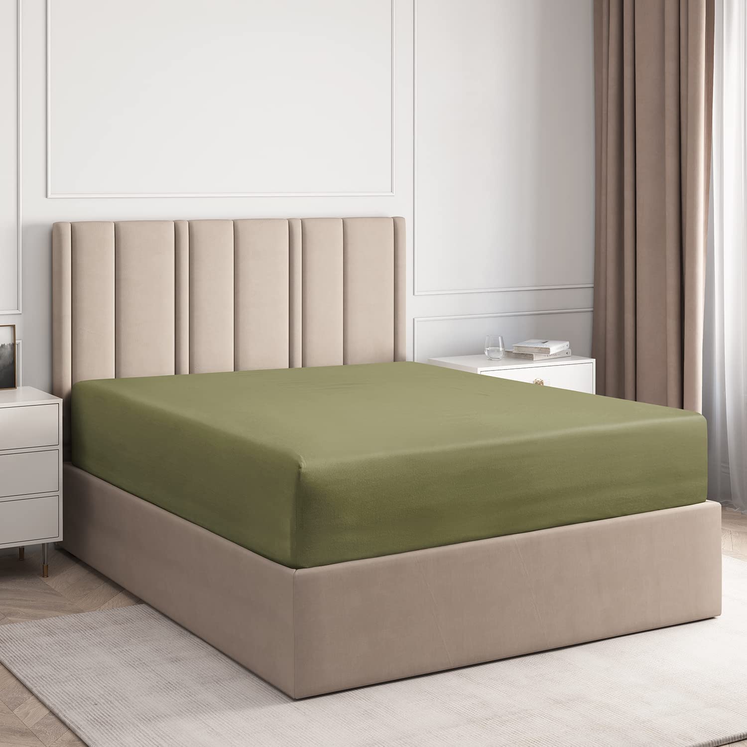 tes Standard Single Fitted Sheet - Sage Green