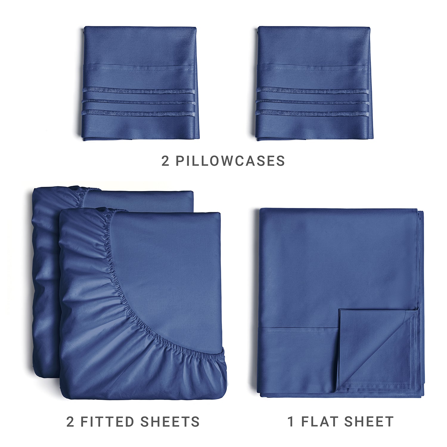 tes 4 Piece Sheet Set - Navy Blue