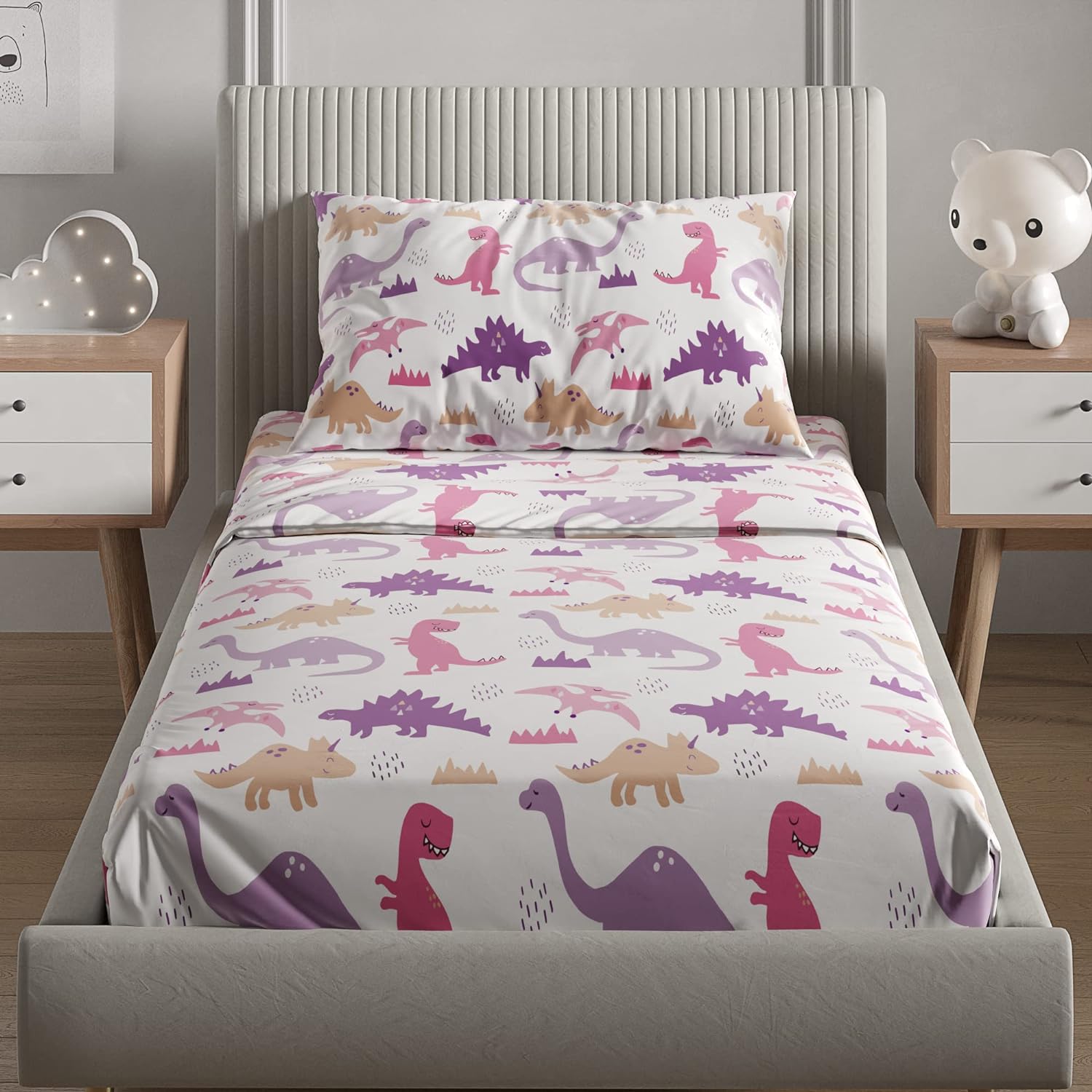 New Kids Sheet Set - Pink Dinosaurs
