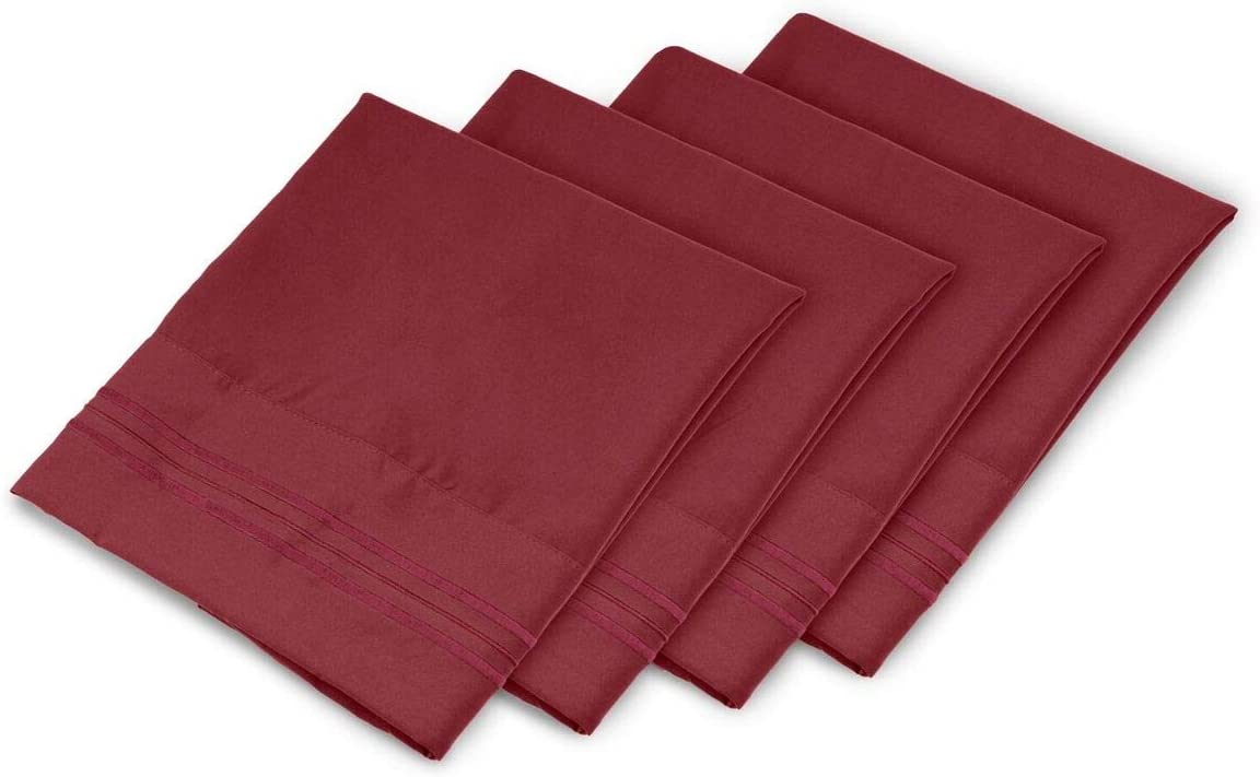 4 Pillowcase Set - Burgundy
