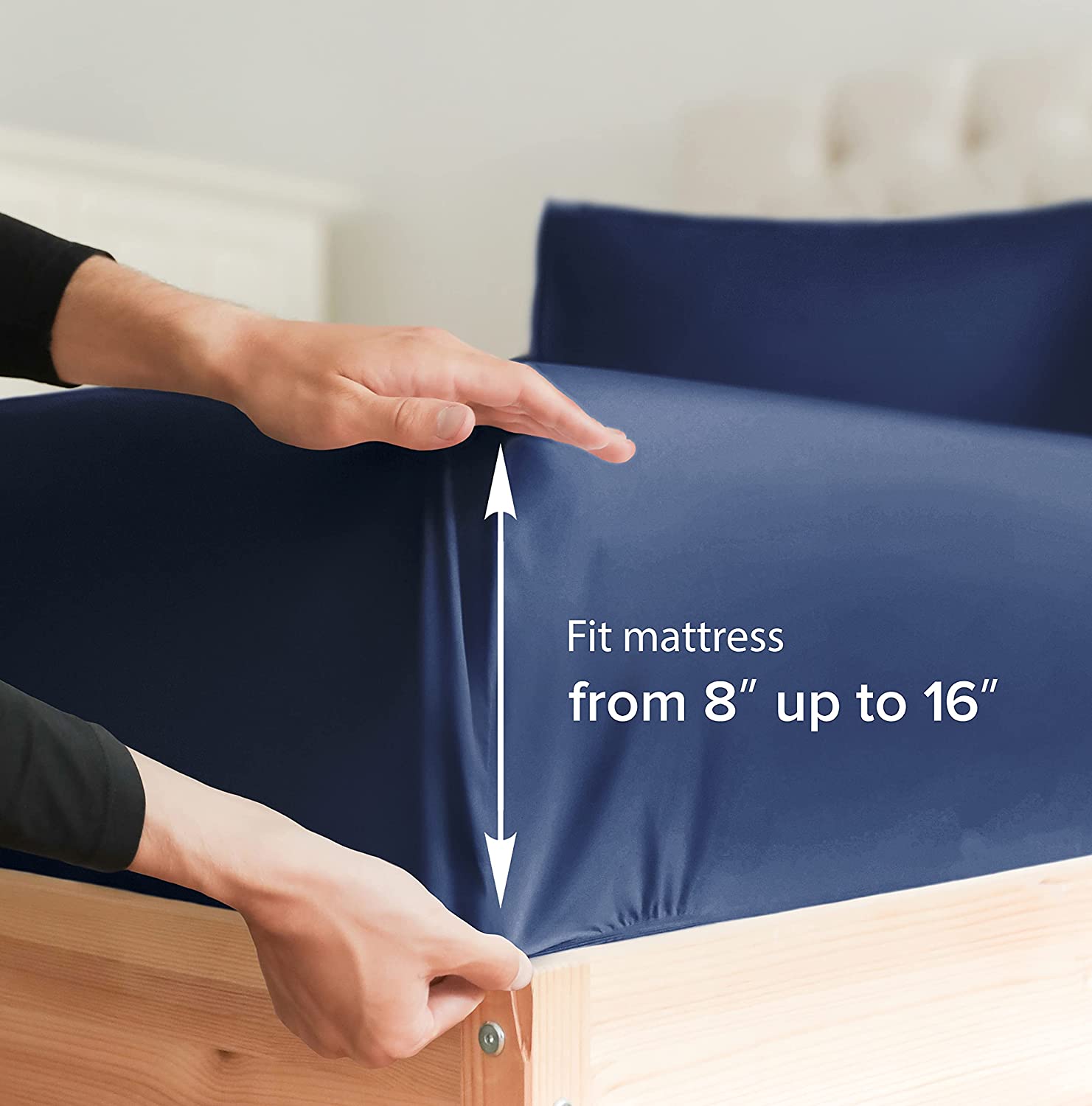 tes Standard Single Fitted Sheet - Navy Blue