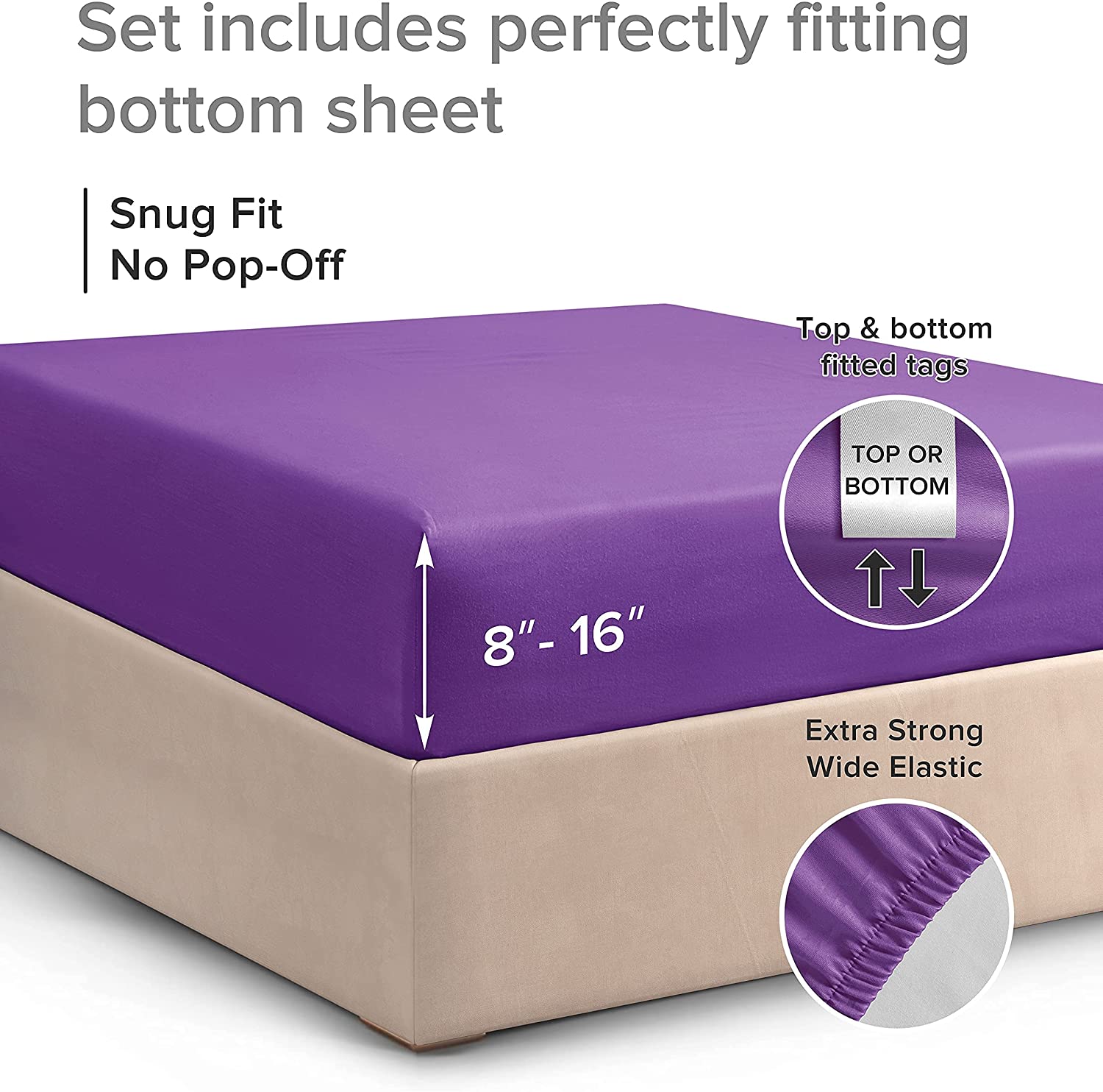 tes Standard Single Fitted Sheet - Purple