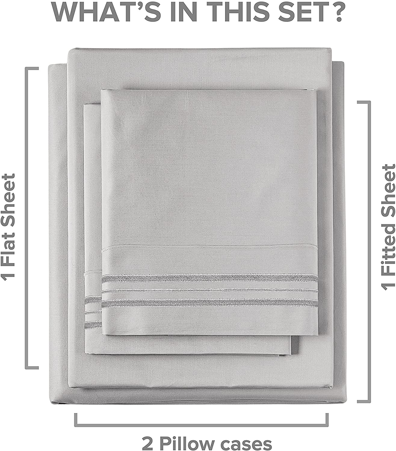 6 Piece Deep Pocket Sheet Set - Light Gray