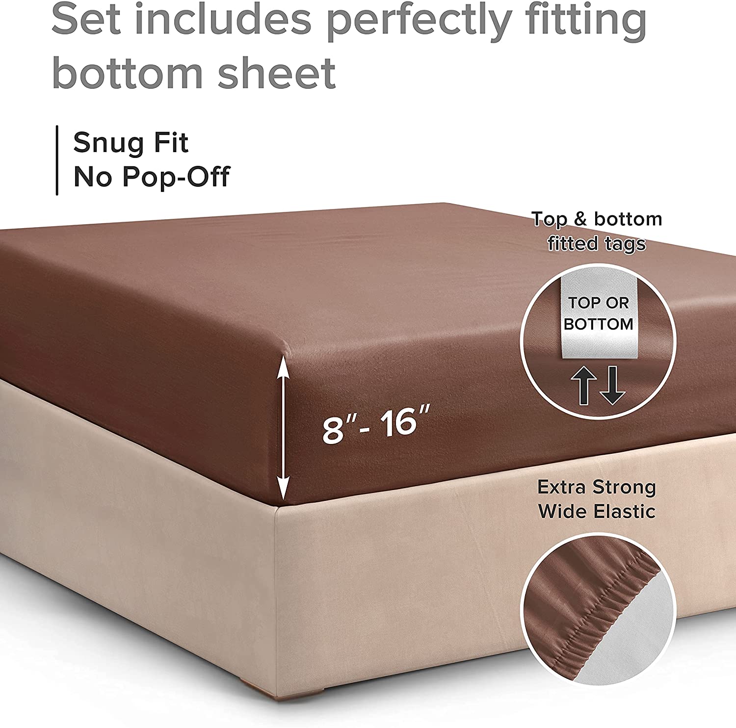 Standard Single Fitted Sheet - Brown