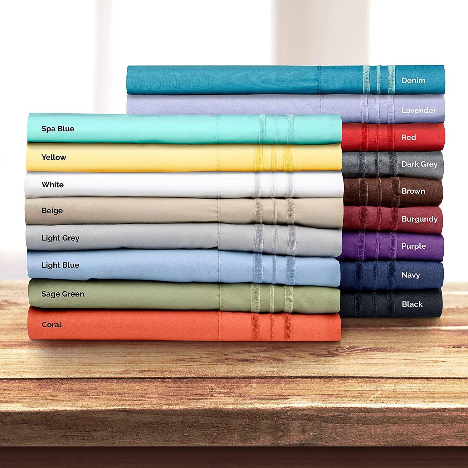 Stack of pillow cases showing all options