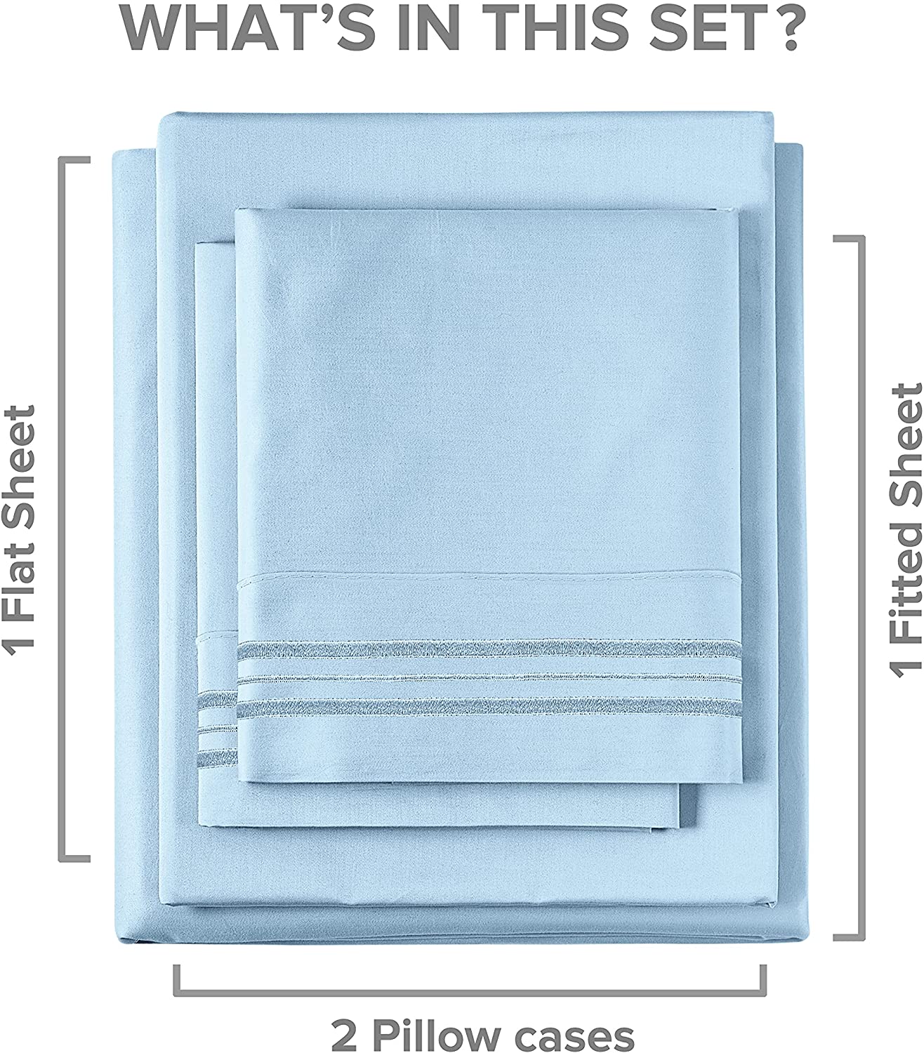 6 Piece Deep Pocket Sheet Set - Light Blue