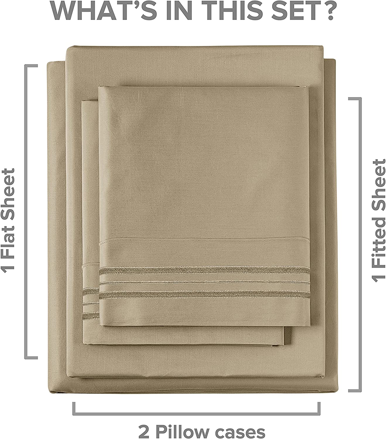 tes Cotton 400 Thread Count 4 Piece Deep Pocket Sheet Set - Beige