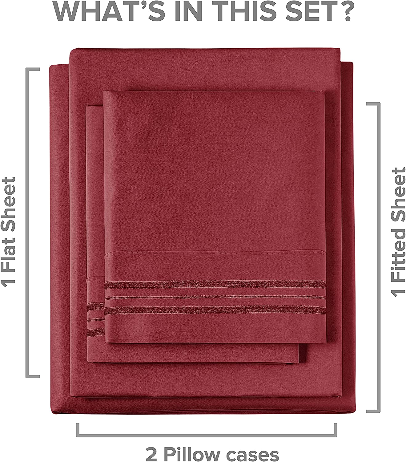 tes Cotton 400 Thread Count 4 Piece Deep Pocket Sheet Set - Burgundy