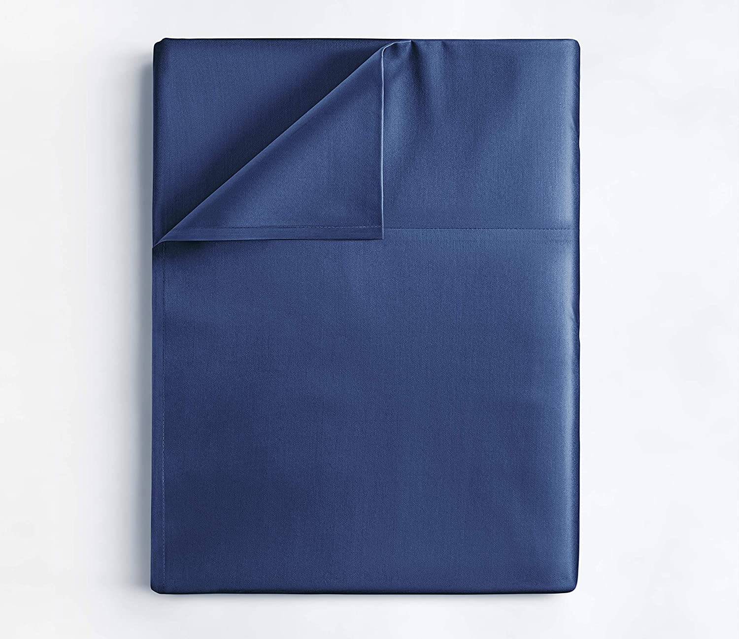 tes Cotton 400 Thread Count Single Flat Sheet - Navy Blue