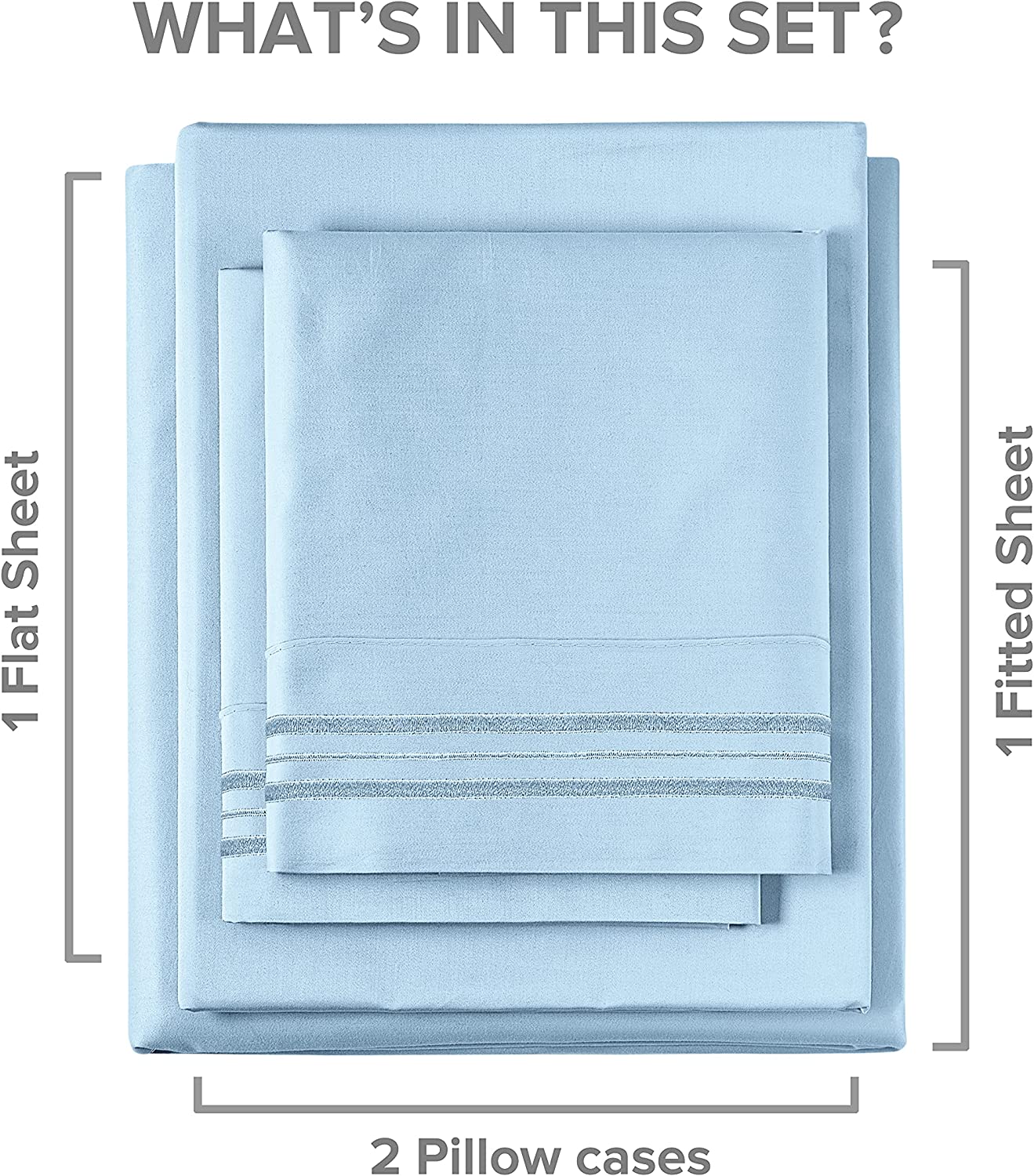 tes Cotton 400 Thread Count 4 Piece Deep Pocket Sheet Set - Light Blue