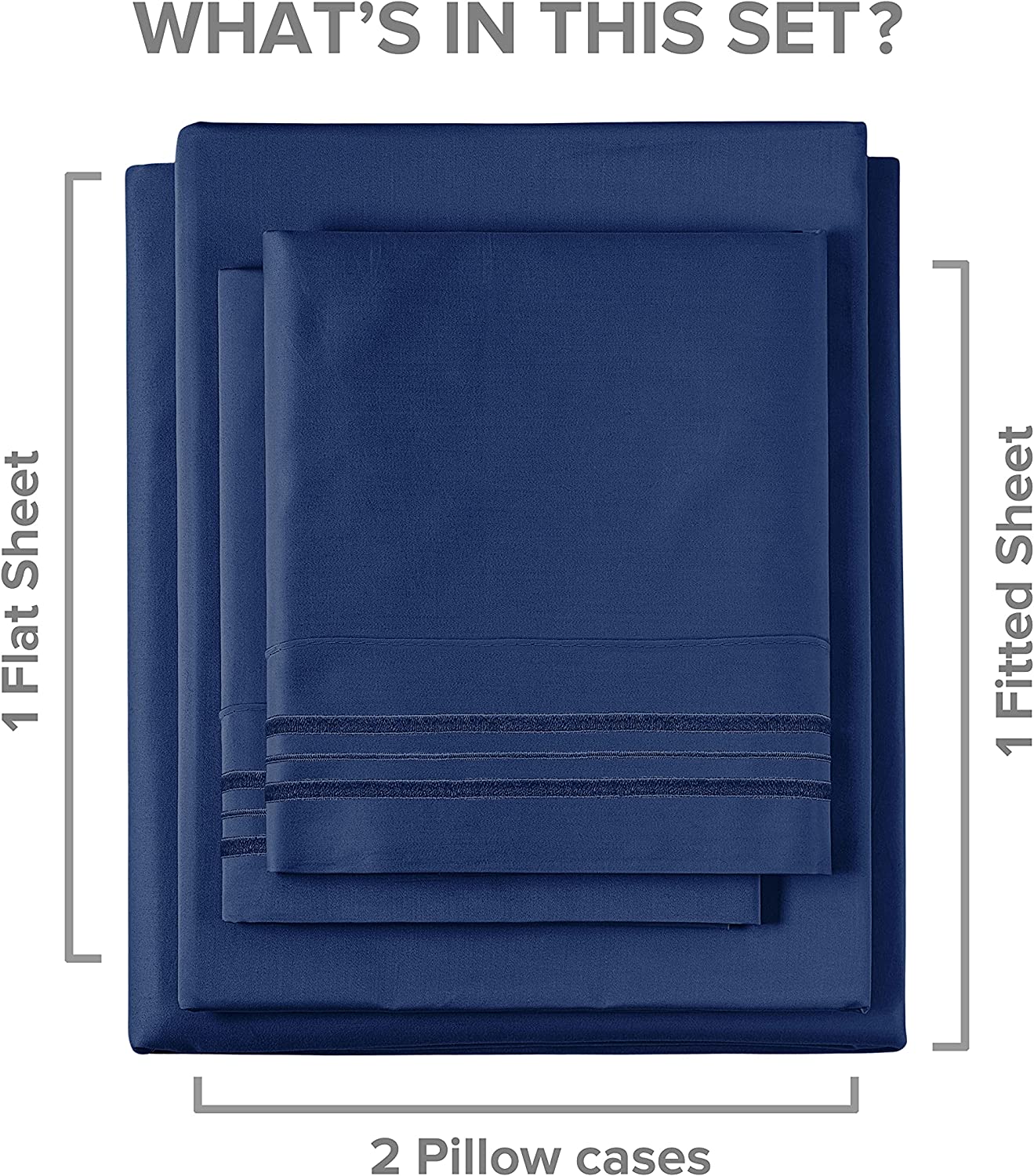 Cotton 400 Thread Count 4 Piece Deep Pocket Sheet Set - Navy Blue