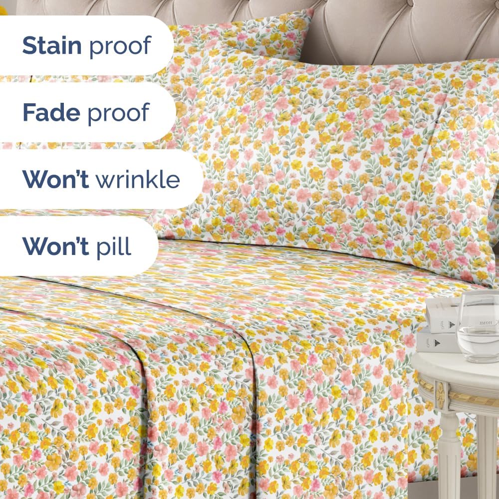 tes 4 Piece Floral Sheet Set