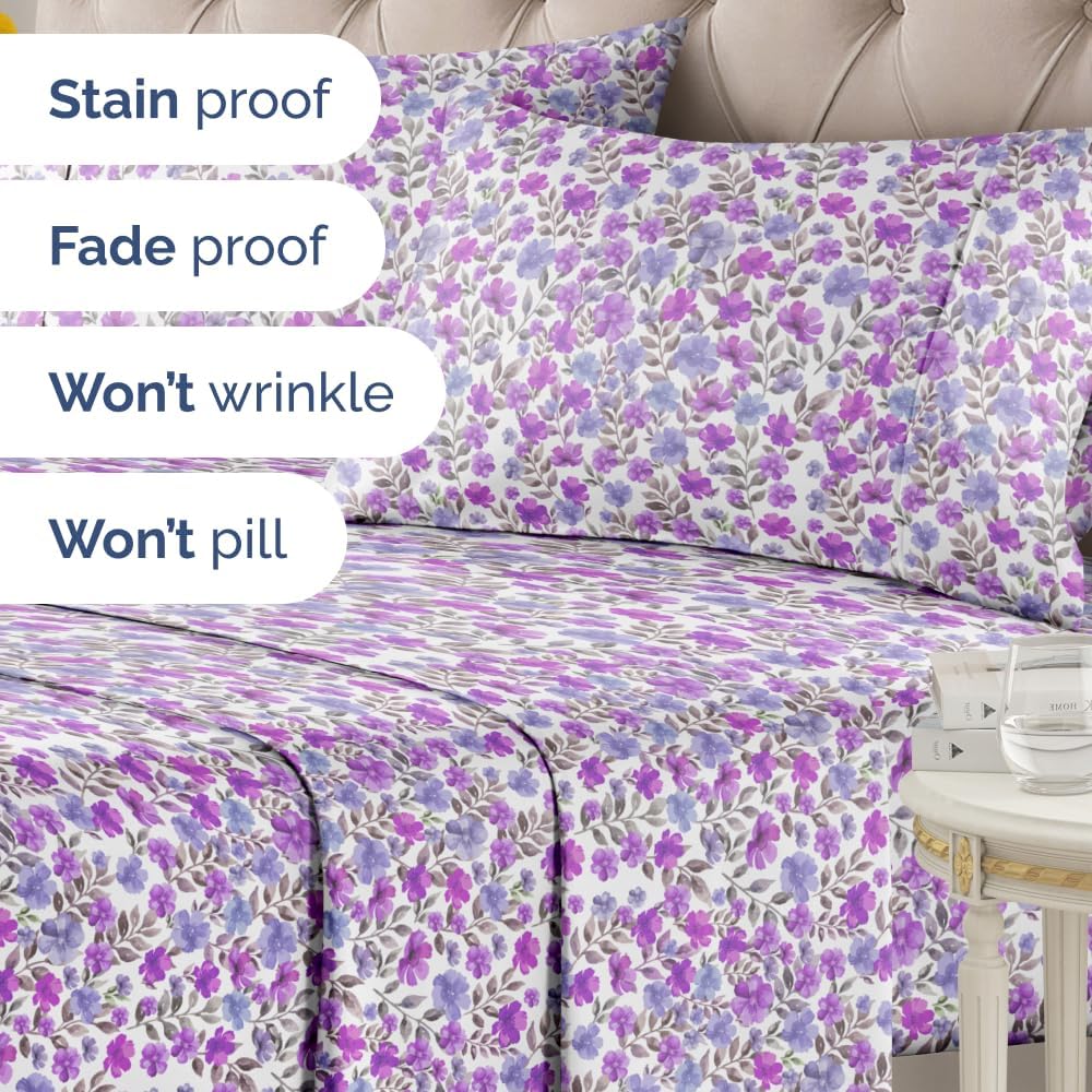 tes 4 Piece Floral Sheet Set