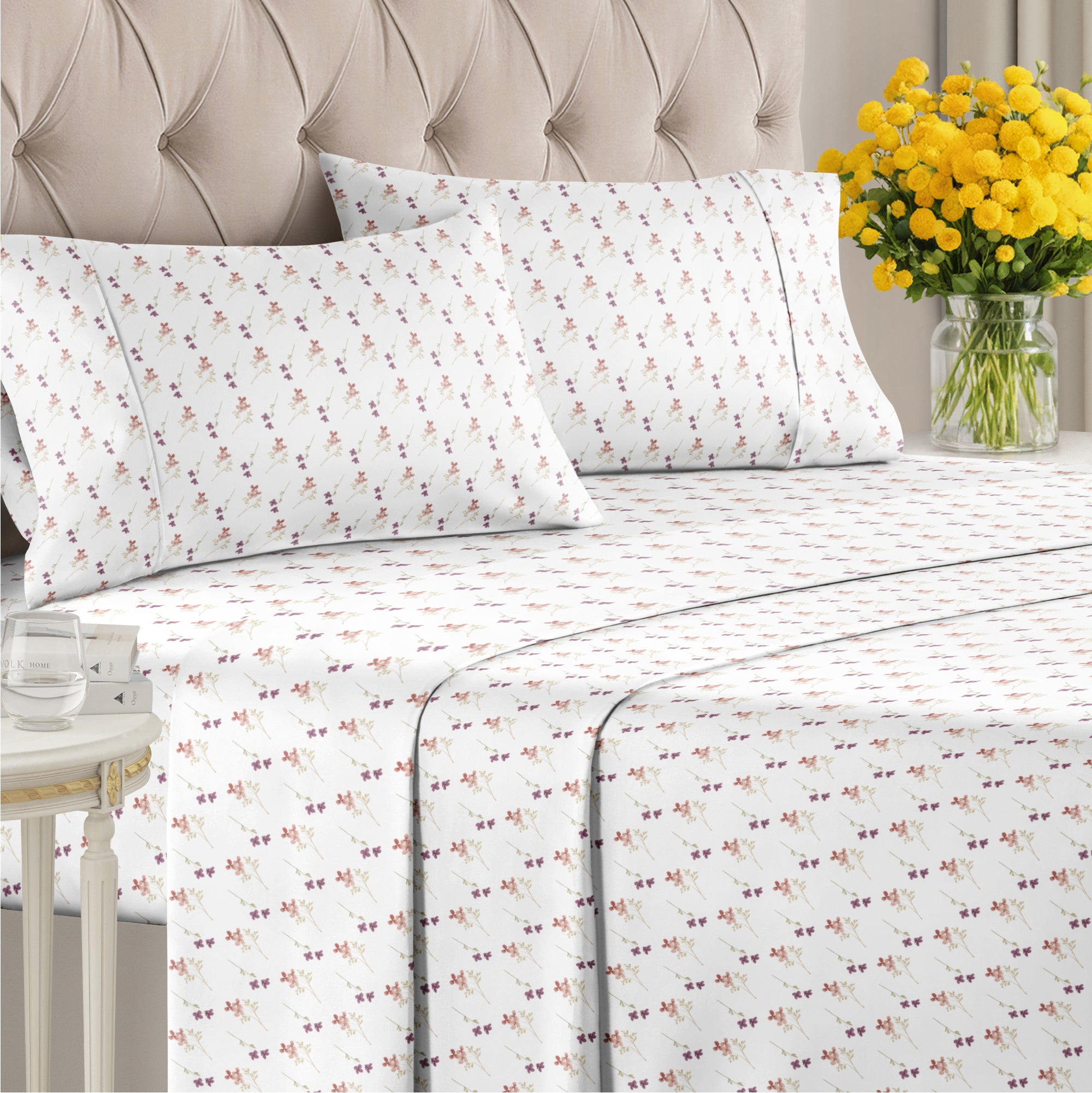 4 Piece Floral Sheet Set