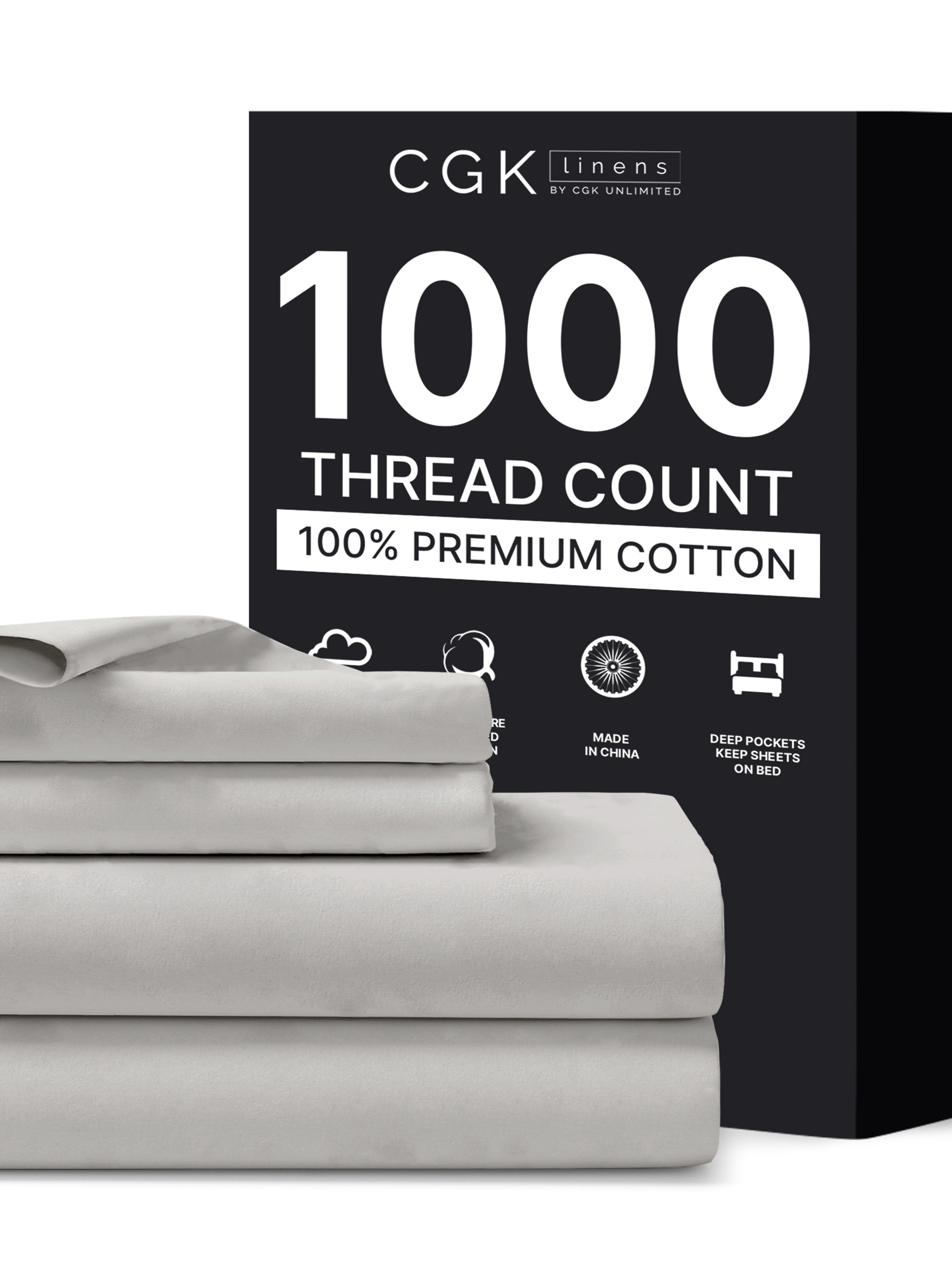 tes Cotton 1000 Thread Count 4 Piece Sheet Set