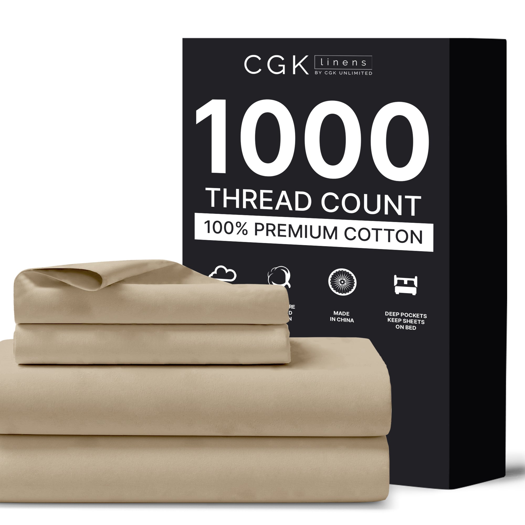 tes Cotton 1000 Thread Count 4 Piece Sheet Set