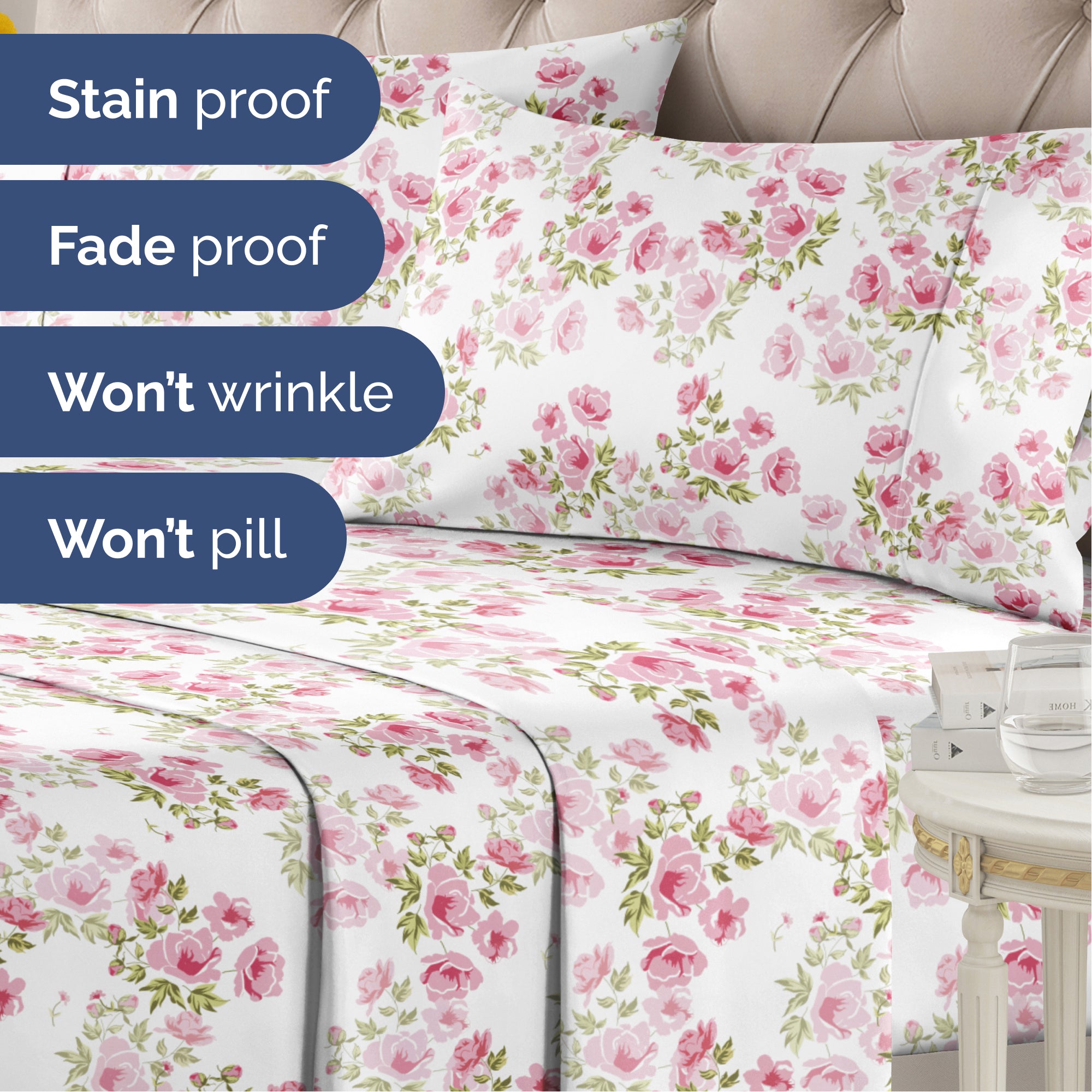 tes 4 Piece Floral Sheet Set