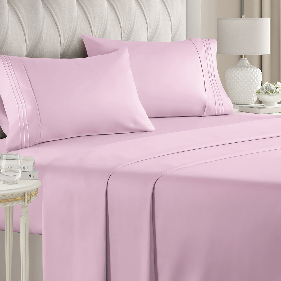 CGK Linens 4 Piece Sheet Set Full Light Pink