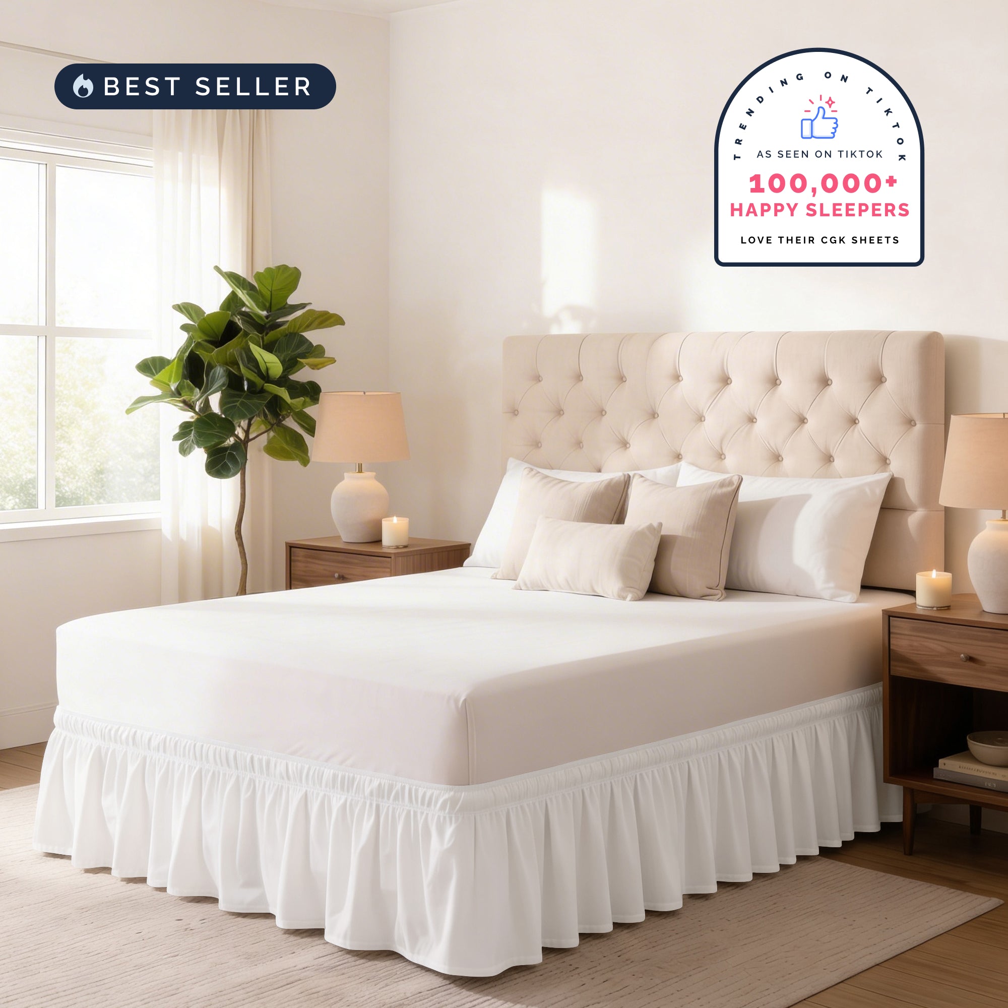 Ruffled Elastic Wrap Around Bedskirt 12 Inch Drop