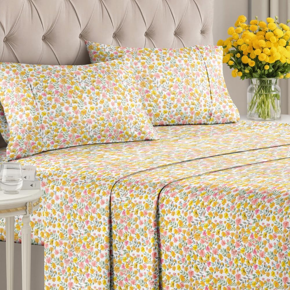 tes 4 Piece Floral Sheet Set