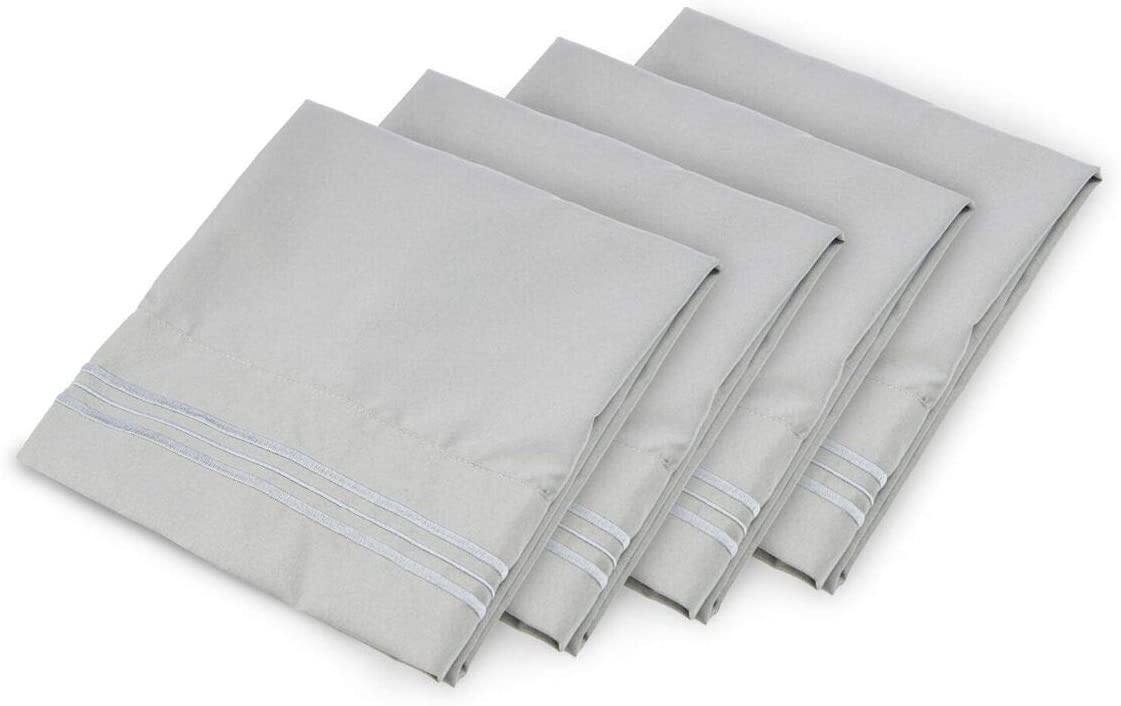 tes 4 Pillowcase Set - Light Grey