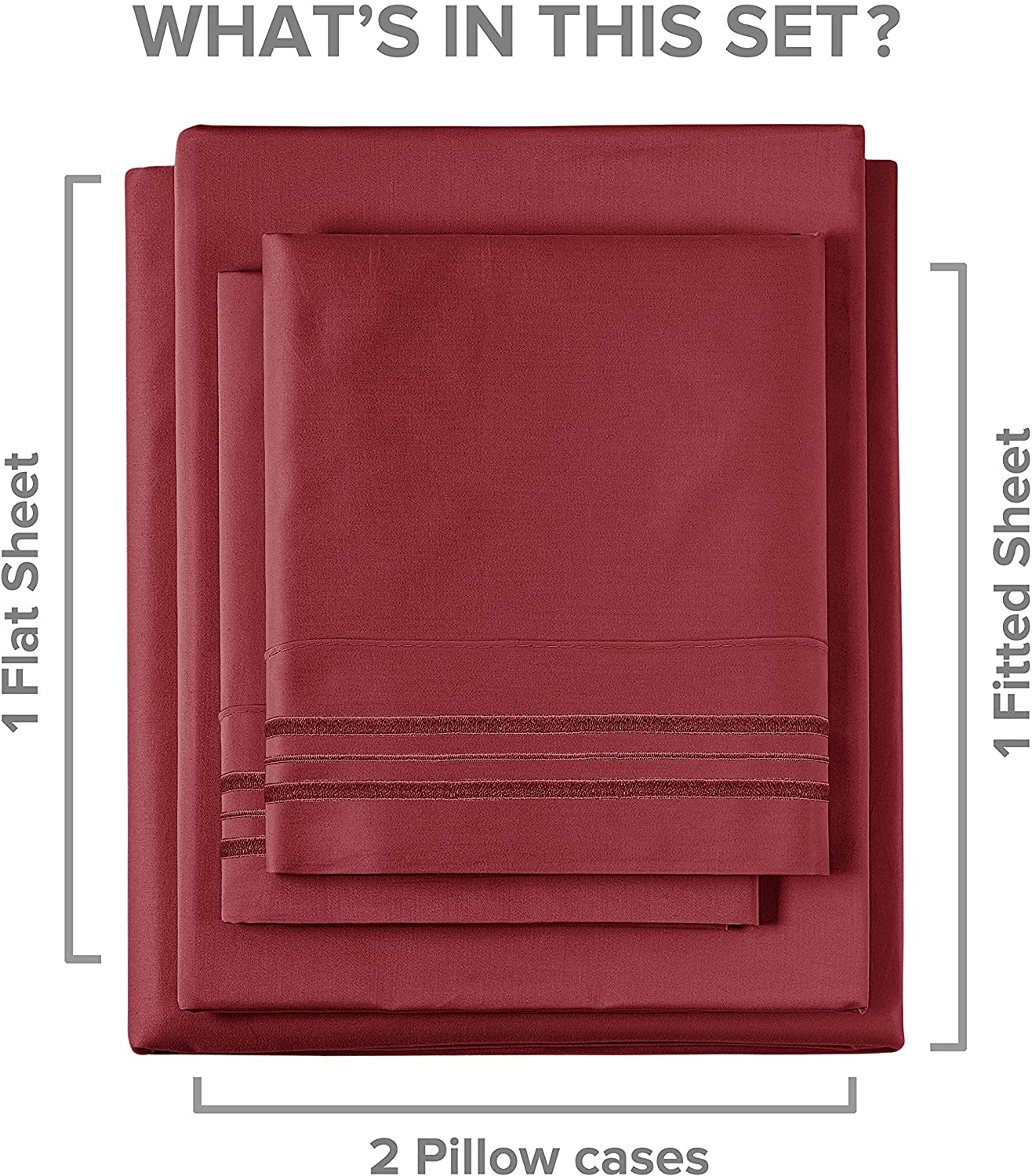 tes 6 Piece Deep Pocket Sheet Set - Burgundy
