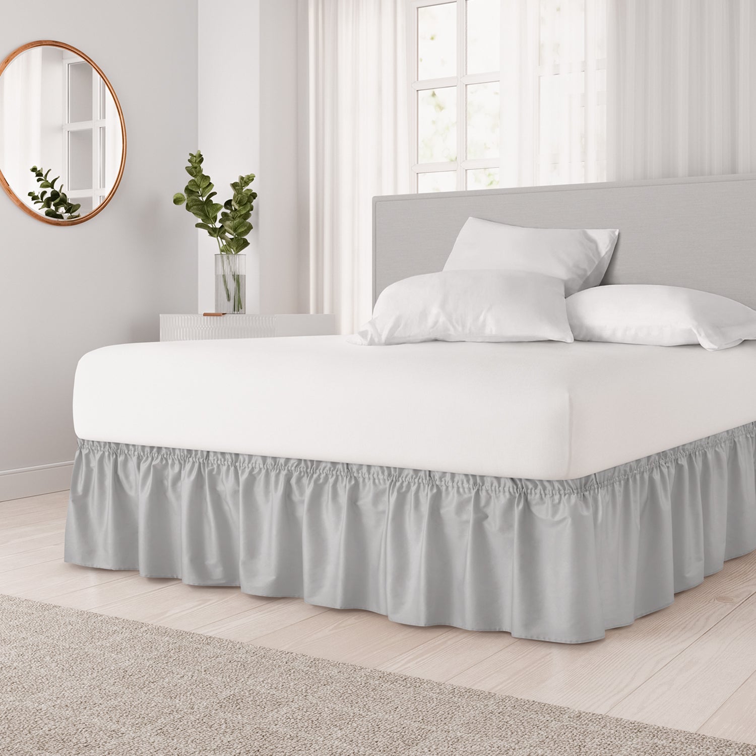 Ruffled Elastic Wrap Around Bedskirt 15 Inch Drop CGK Linens